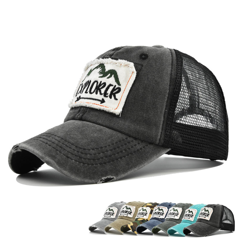 Visor Sun Hat - Streetwear Letter Embroidered Mesh Baseball Cap